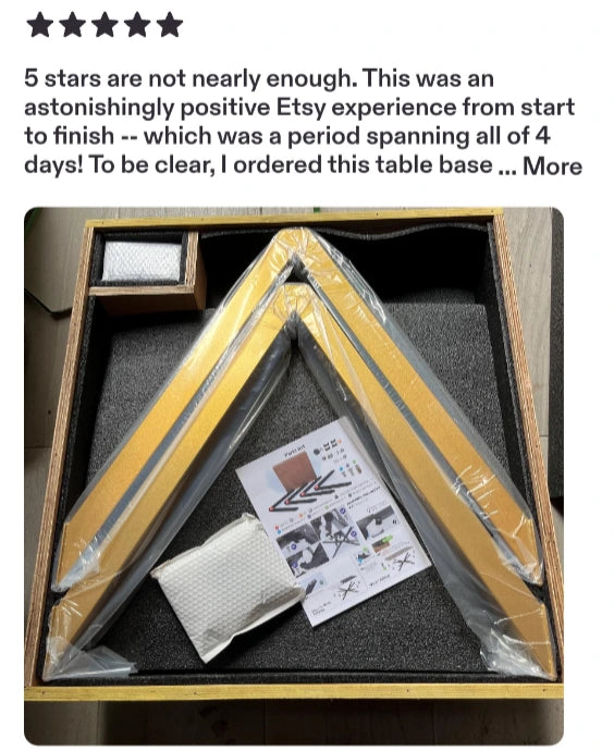 Anonymous customer feedback screenshot from Etsy — furniture project