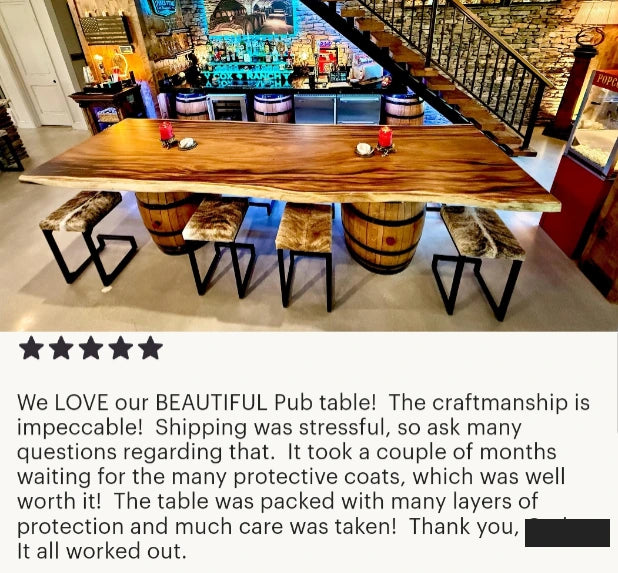Anonymous customer feedback screenshot from Etsy — furniture project