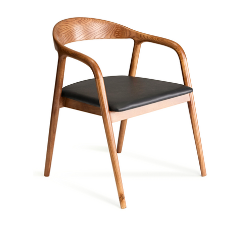 Ready to Ship Solid Ashwood Hans Chair with Black Leather(SET OF 2 PCS)