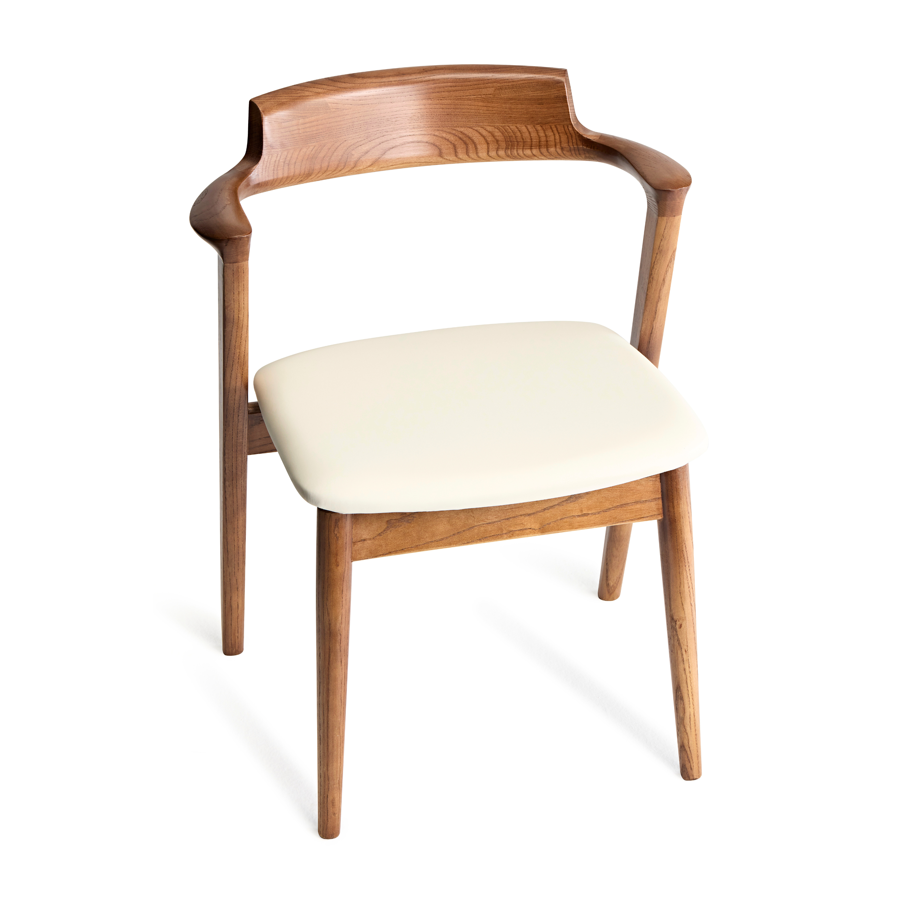 Solid Ashwood Chair with White Leather(SET OF 2 PCS)