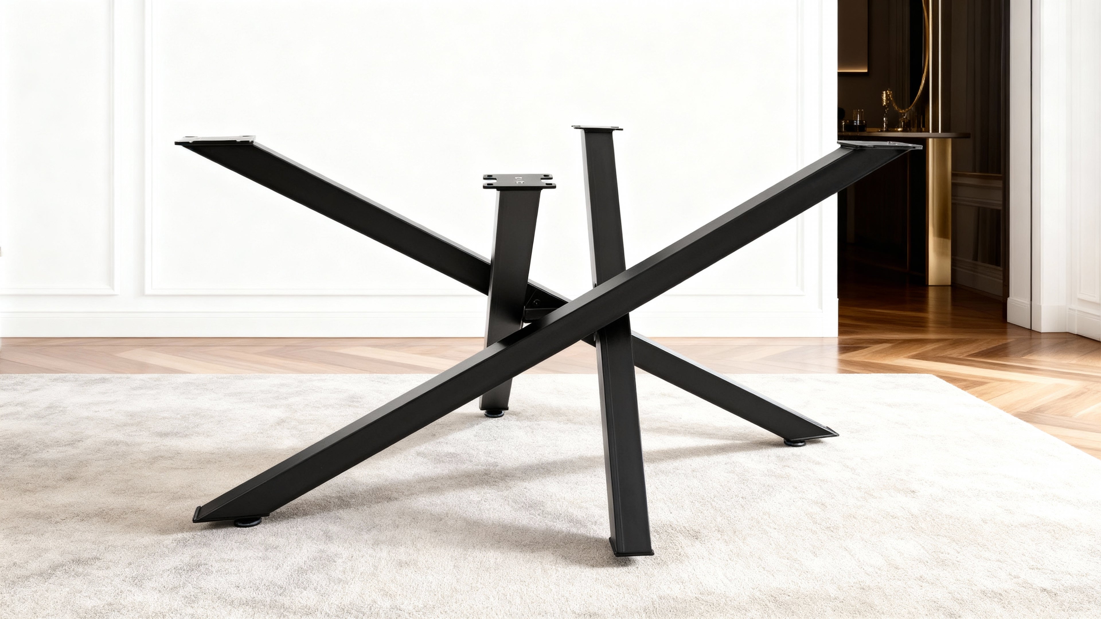 Heavy duty Premium Crossed Style Steel Dining Table Legs Black
