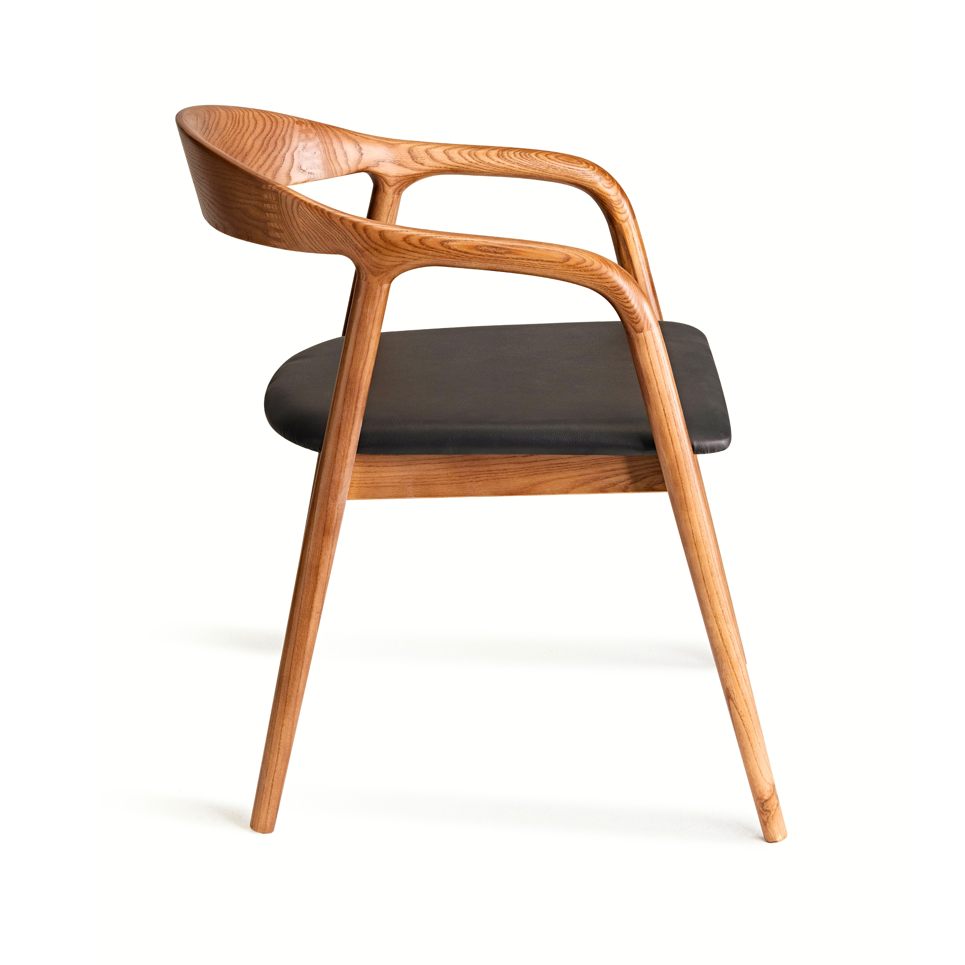 Ready to Ship Solid Ashwood Hans Chair with Black Leather(SET OF 2 PCS)