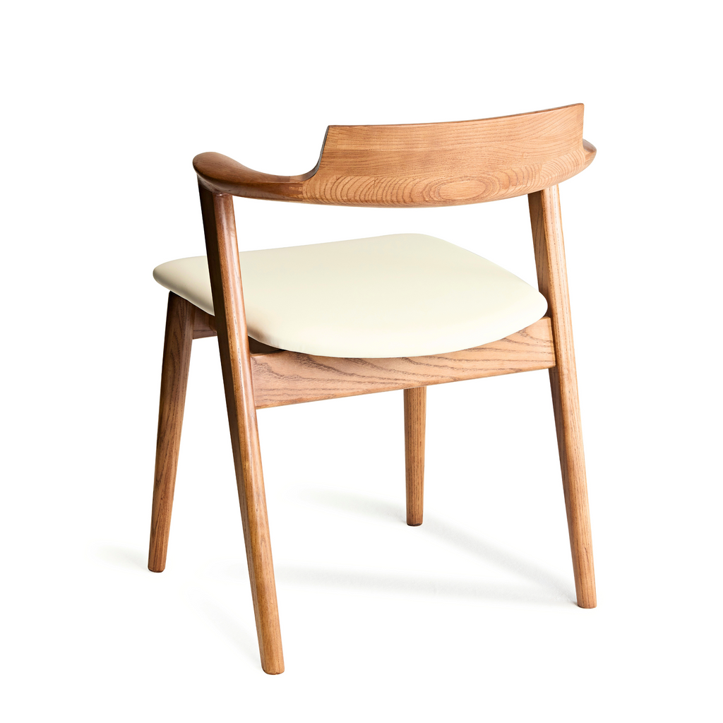 Solid Ashwood Chair with White Leather(SET OF 2 PCS)