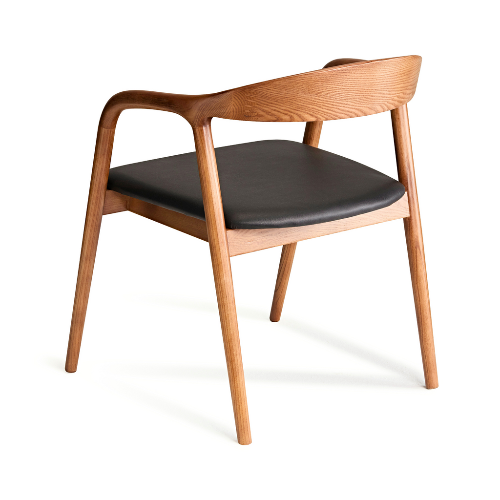 Ready to Ship Solid Ashwood Hans Chair with Black Leather(SET OF 2 PCS)