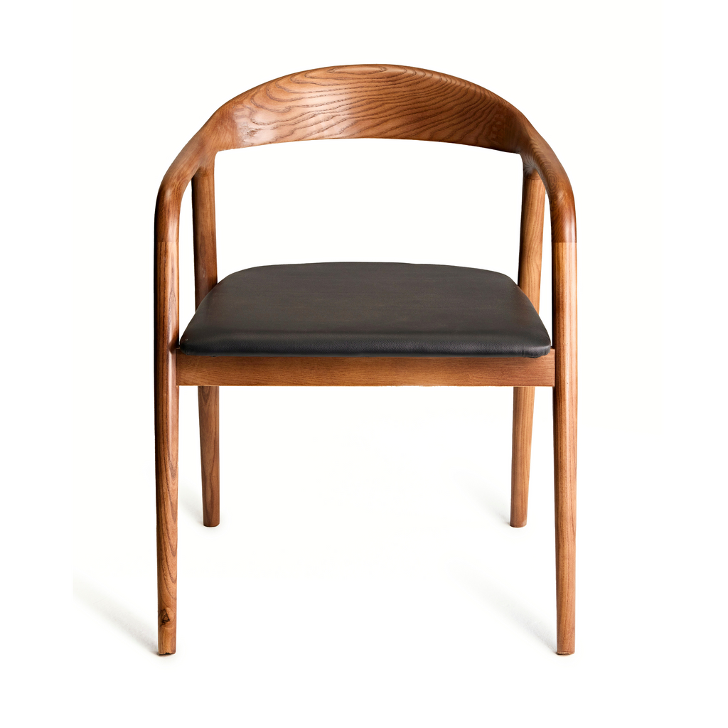 Ready to Ship Solid Ashwood Hans Chair with Black Leather(SET OF 2 PCS)