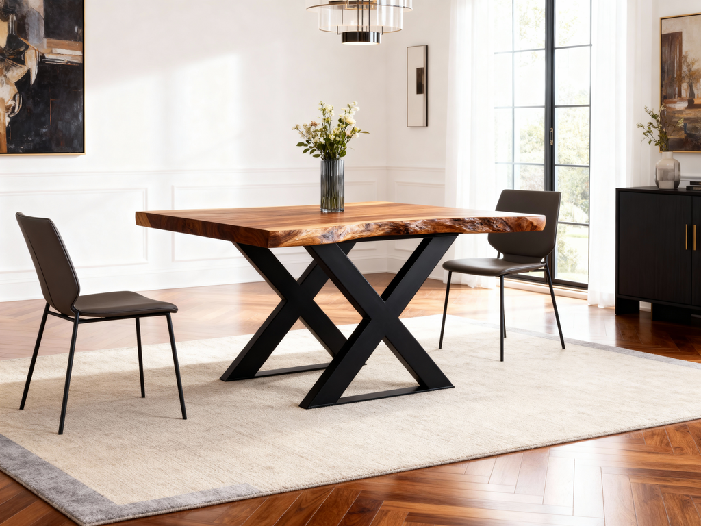 X Shape Steel Dining Table Legs Black (Set of 2)