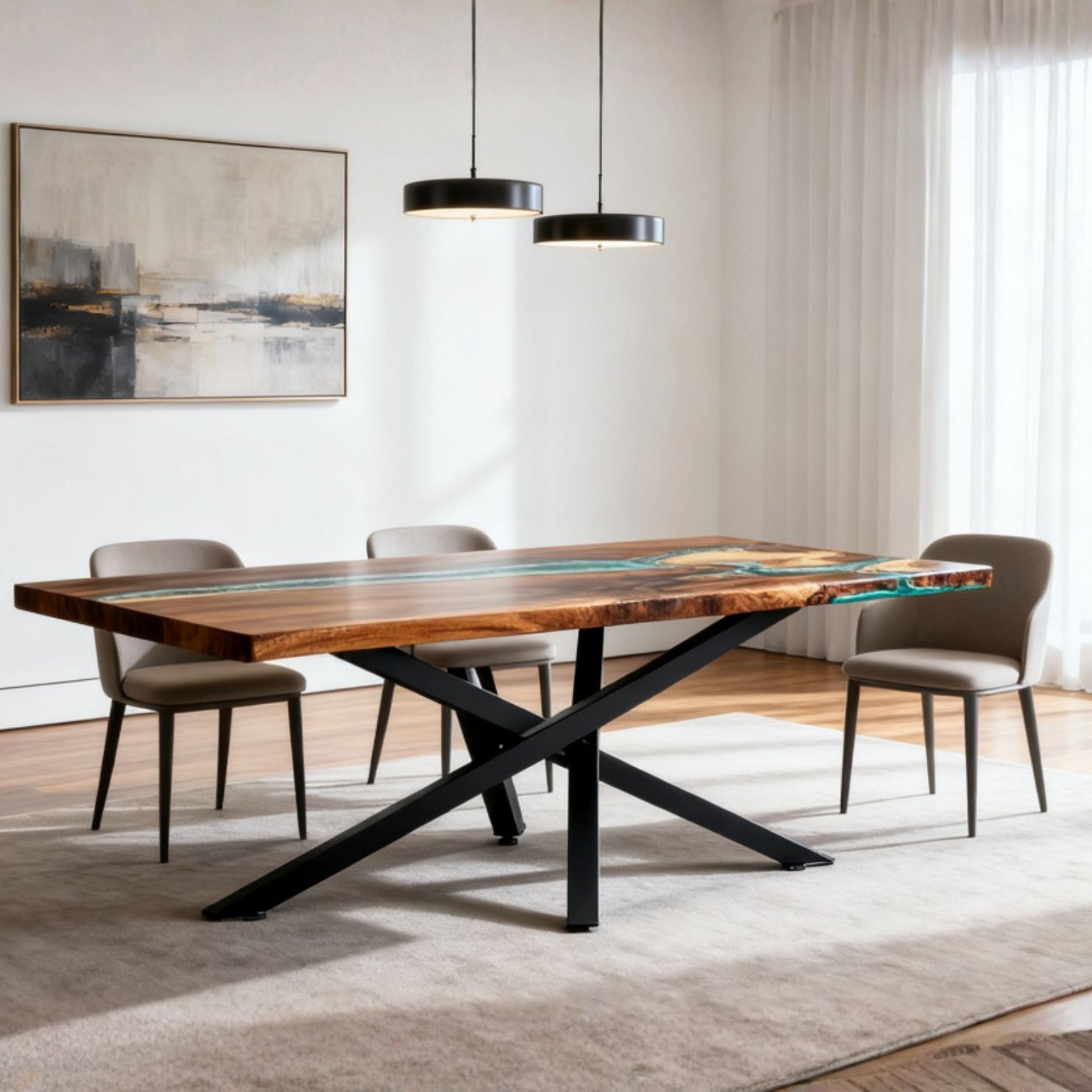 Heavy duty Premium Crossed Style Steel Dining Table Legs Black