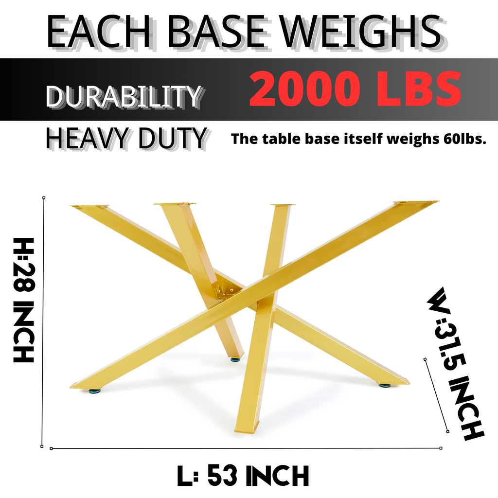 Premium Crossed Style Steel Dining Table Legs Brush Gold
