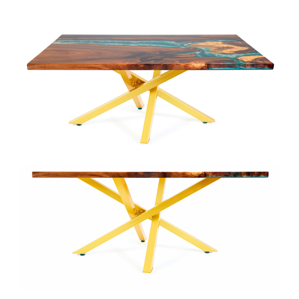 Premium Crossed Style Steel Dining Table Legs Brush Gold