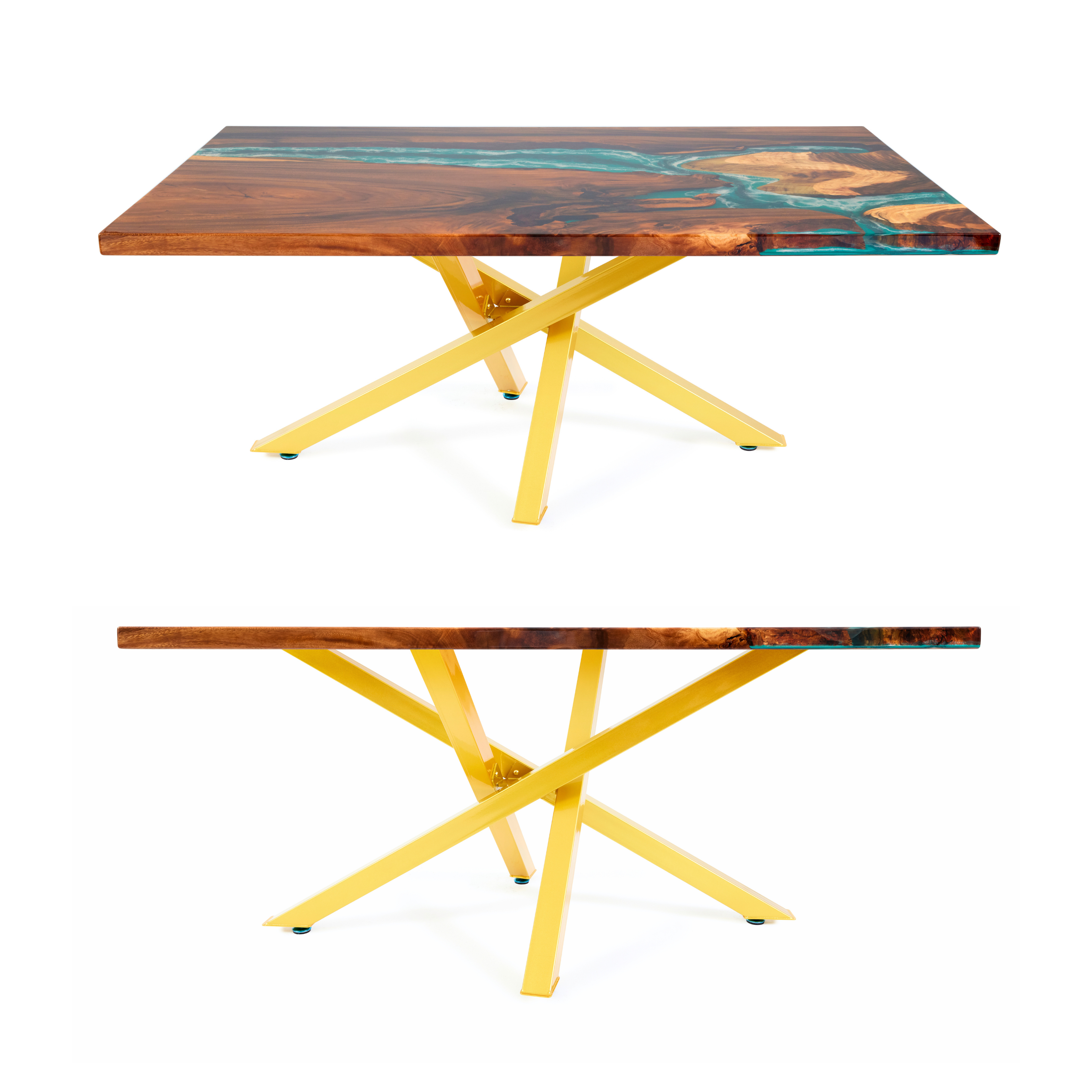 Premium Crossed Style Steel Dining Table Legs Brush Gold