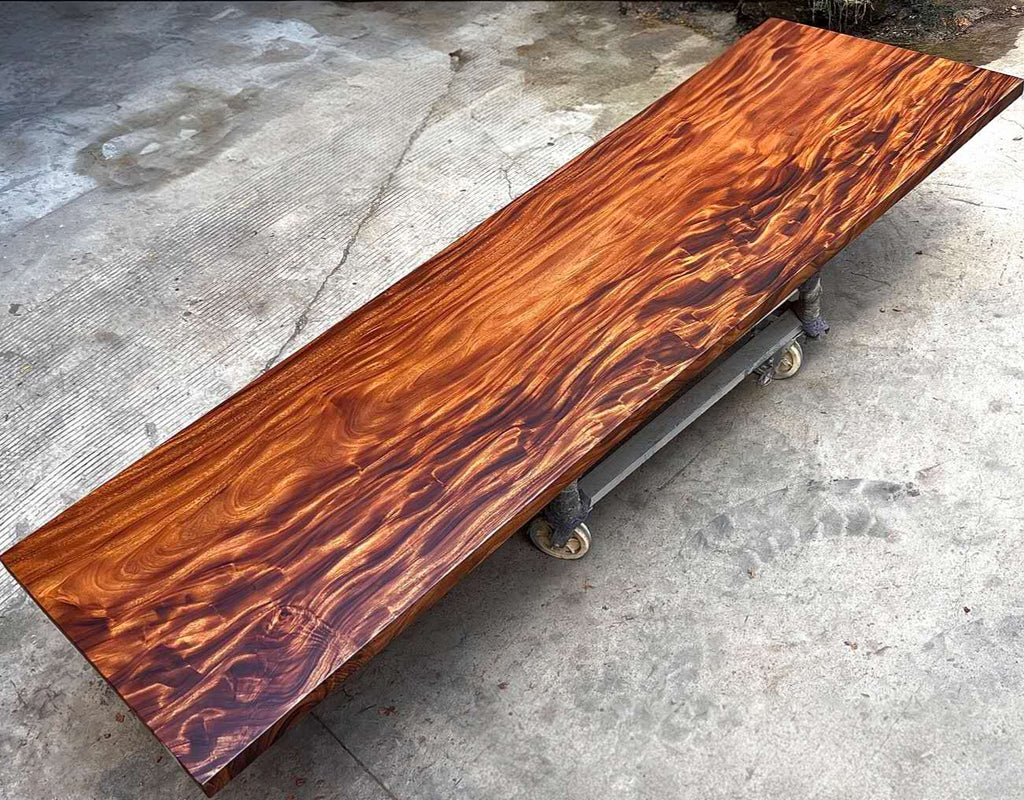 Extra Long One-of-a-Kind Acacia Single Slab Conference Table Set (10ft - 16ft) - FREE Heavy Duty U-Frame Bases