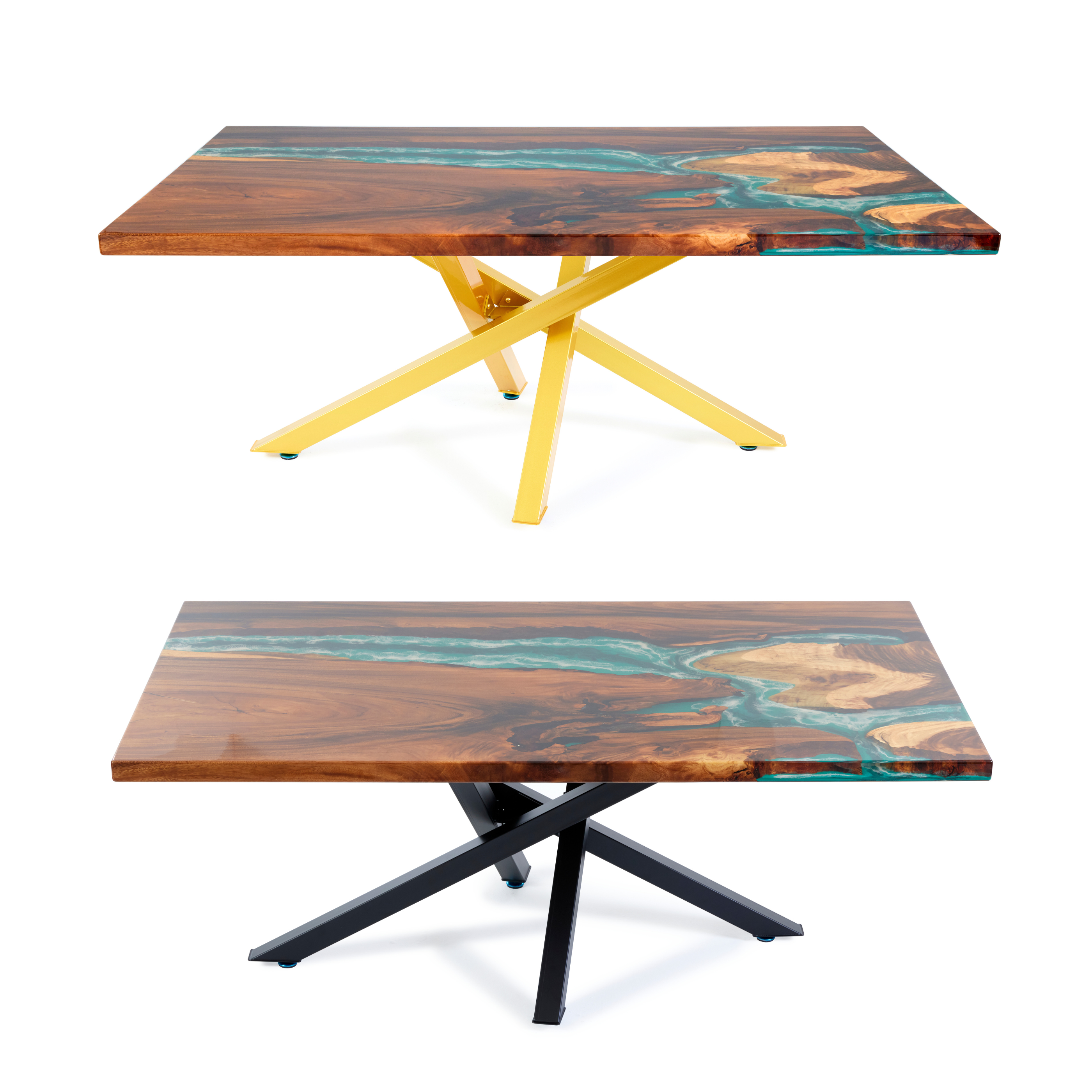 Premium Crossed Style Steel Dining Table Legs Black