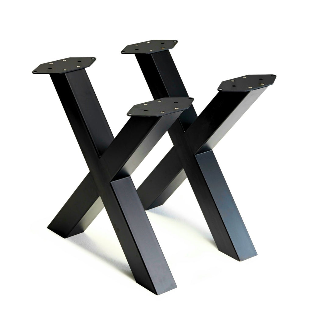 X Shape Steel Dining Table Legs Black (Set of 2)