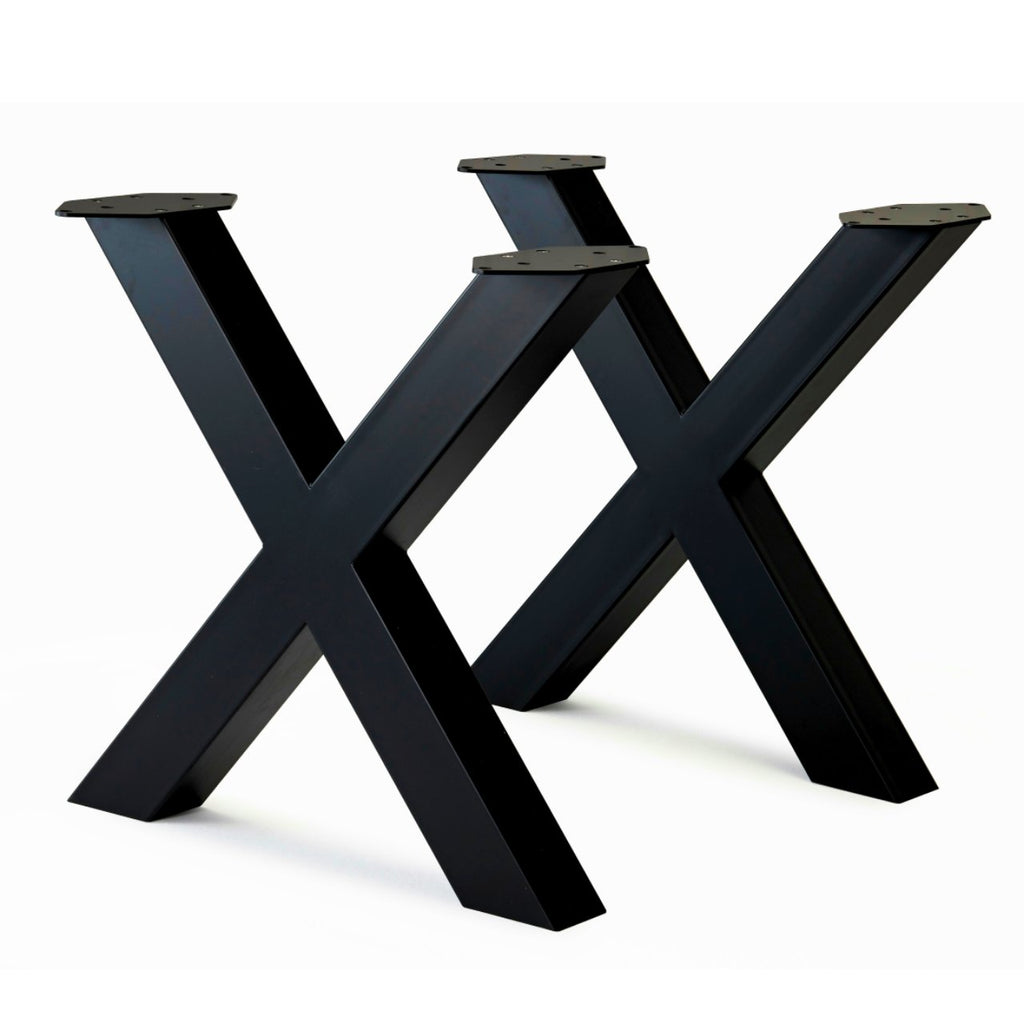 X Shape Steel Dining Table Legs Black (Set of 2)