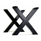 X Shape Steel Dining Table Legs Black (Set of 2)