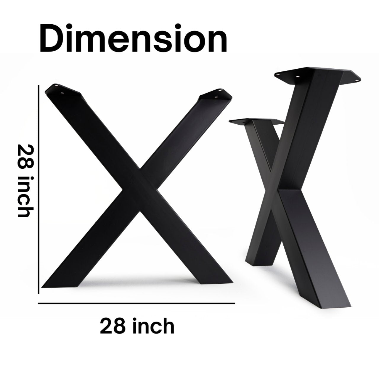 X Shape Steel Dining Table Legs Black (Set of 2)