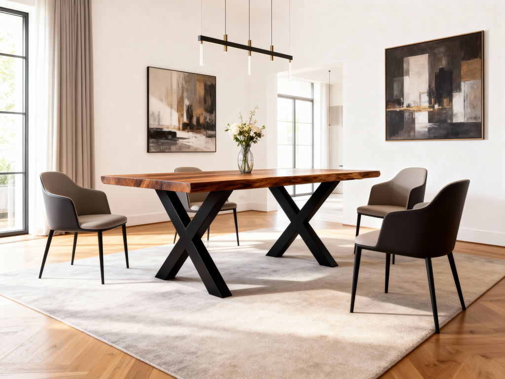 X Shape Steel Dining Table Legs Black (Set of 2)