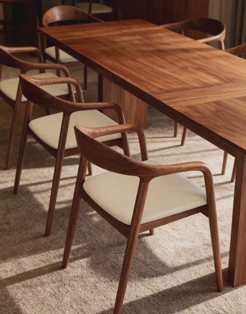 Ready to Ship Solid Ashwood Hans Chair with White Leather(SET OF 2 PCS)