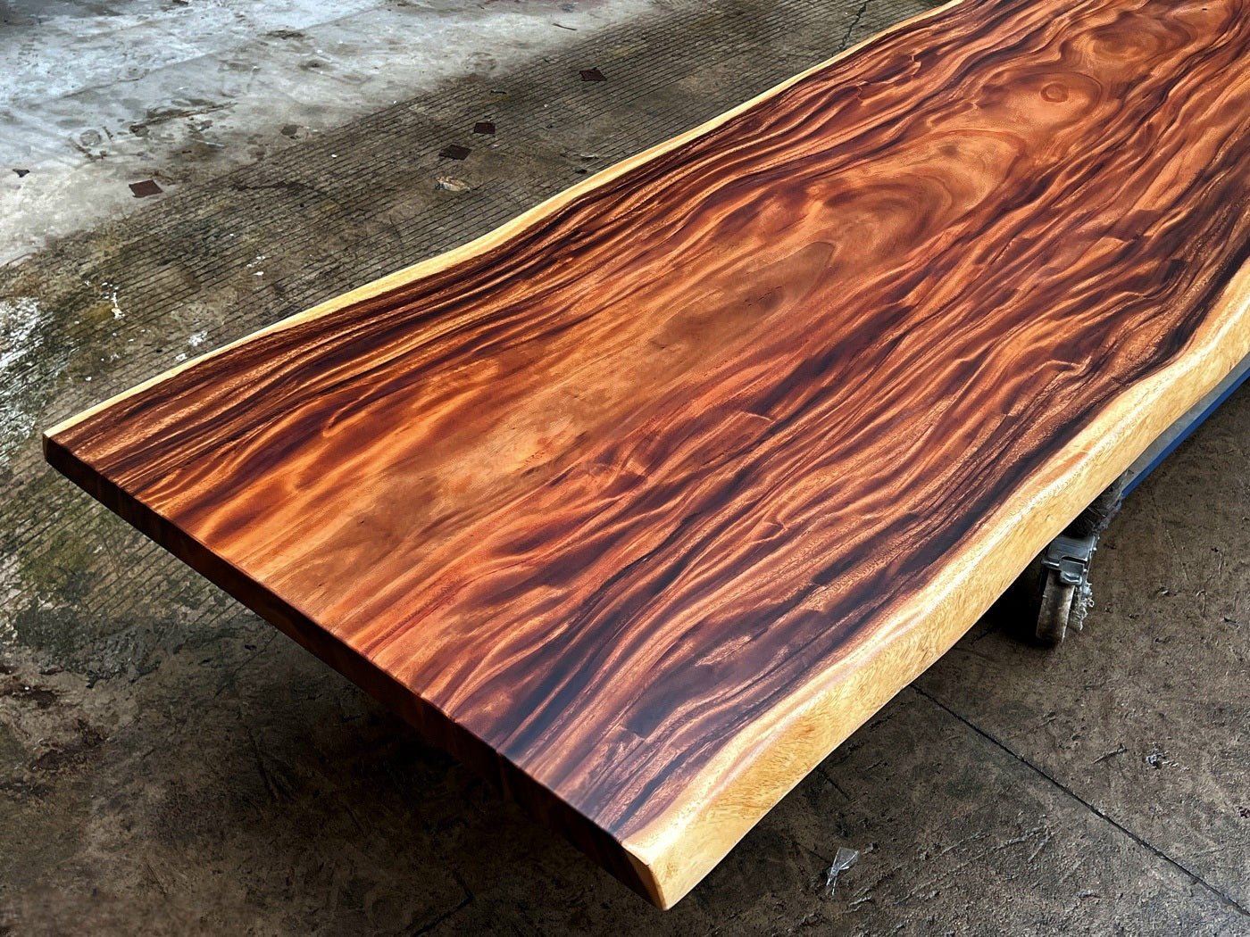 Extra Long One-of-a-Kind Acacia Single Slab Conference Table Set (10ft - 16ft) - FREE Heavy Duty X-Frame Bases