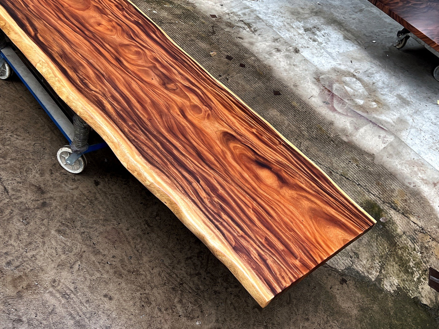 Extra Long One-of-a-Kind Acacia Single Slab Conference Table Set (10ft - 16ft) - FREE Heavy Duty X-Frame Bases