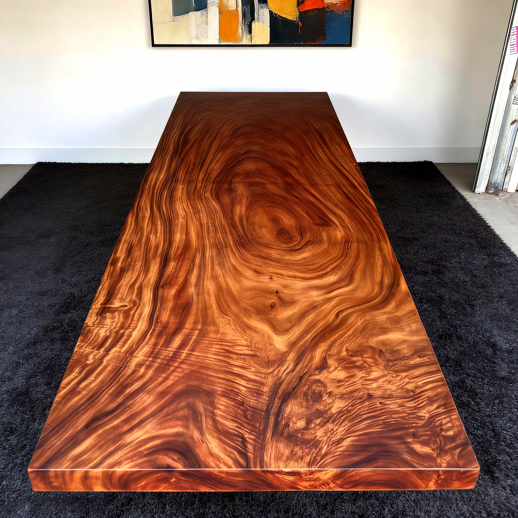 Extra Long One-of-a-Kind Acacia Single Slab Conference Table Set (10ft - 16ft) - FREE Heavy Duty U-Frame Bases