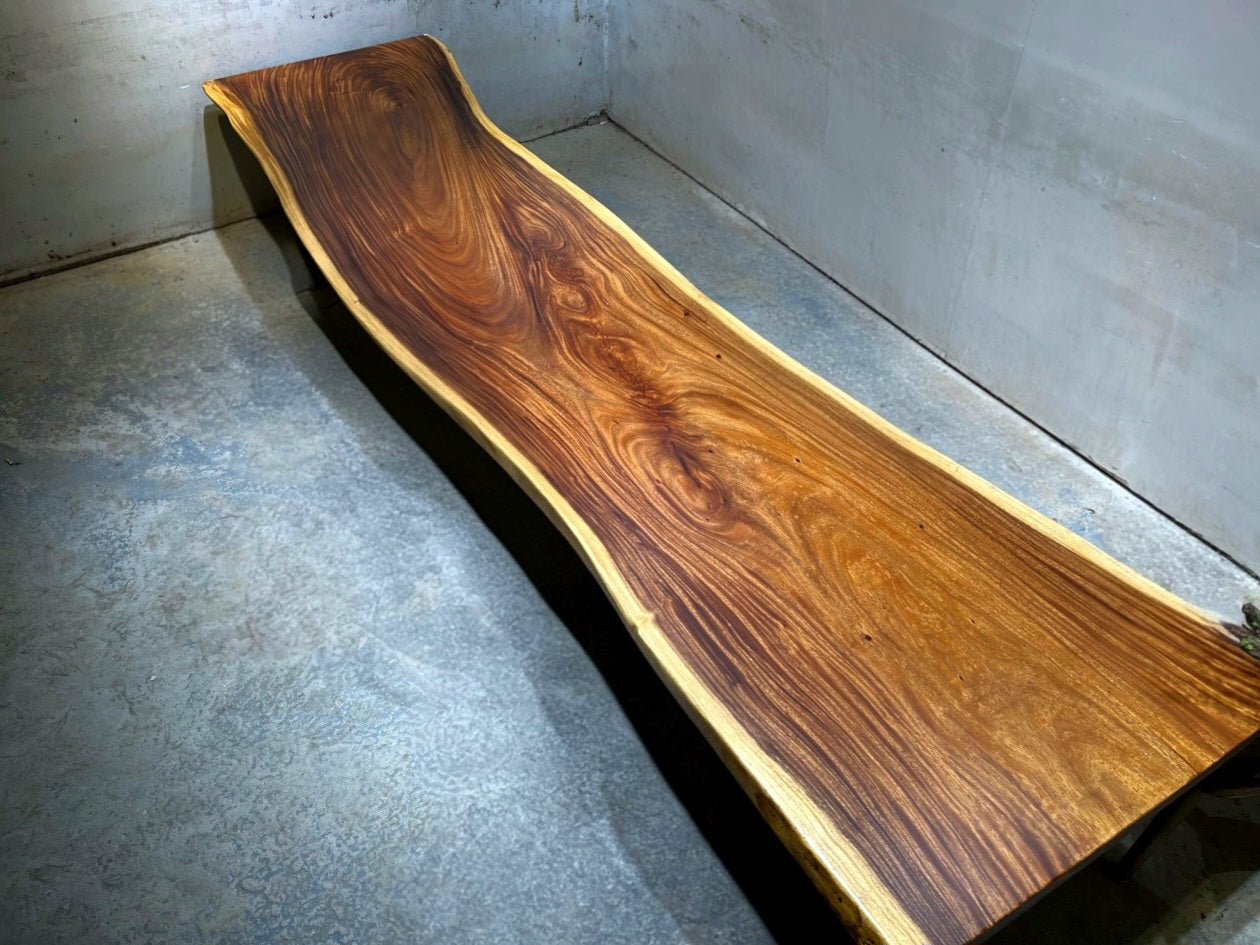 Extra Long One-of-a-Kind Acacia Single Slab Conference Table Set (10ft - 16ft) - FREE Heavy Duty X-Frame Bases