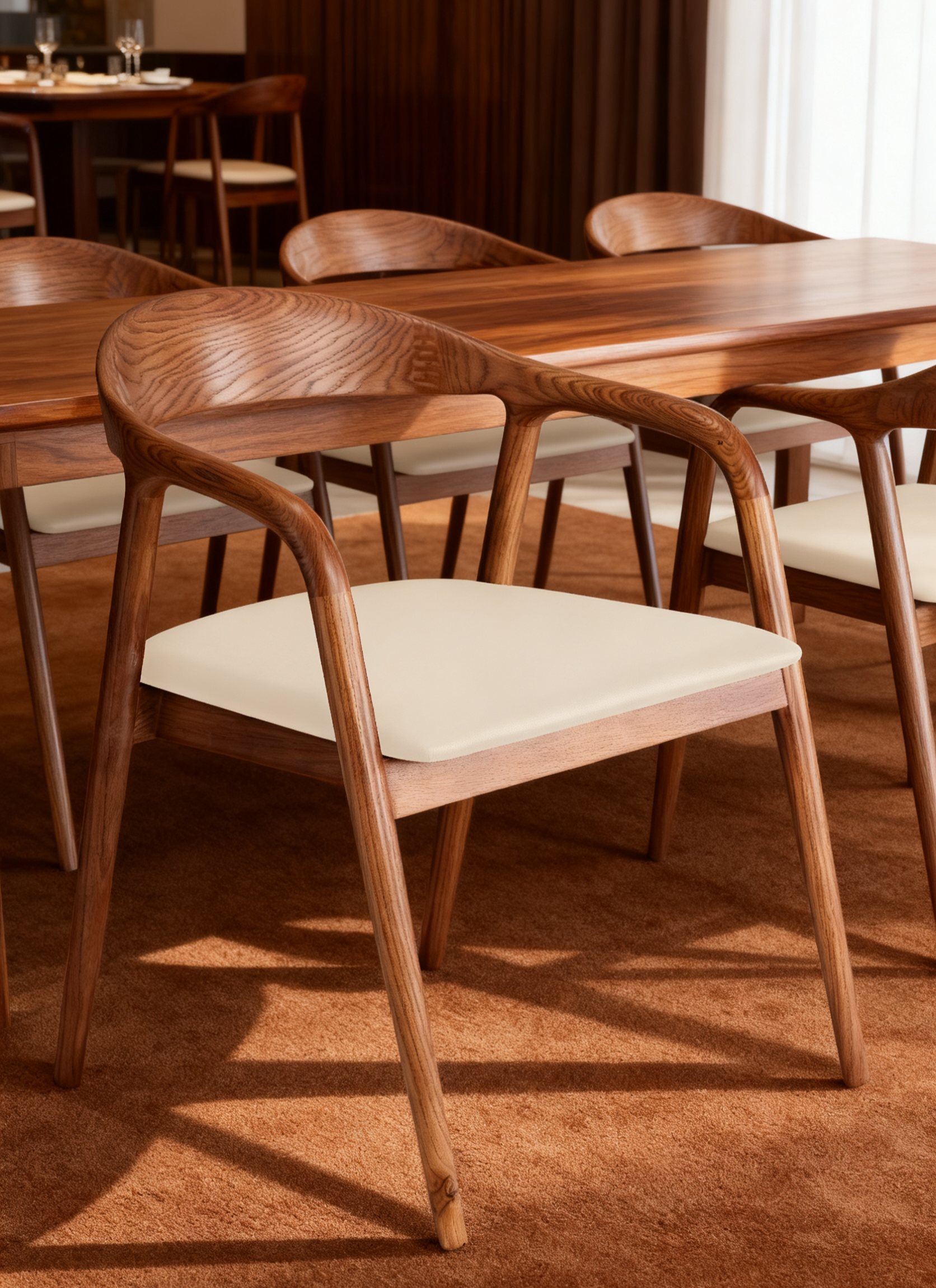 Ready to Ship Solid Ashwood Hans Chair with White Leather(SET OF 2 PCS)