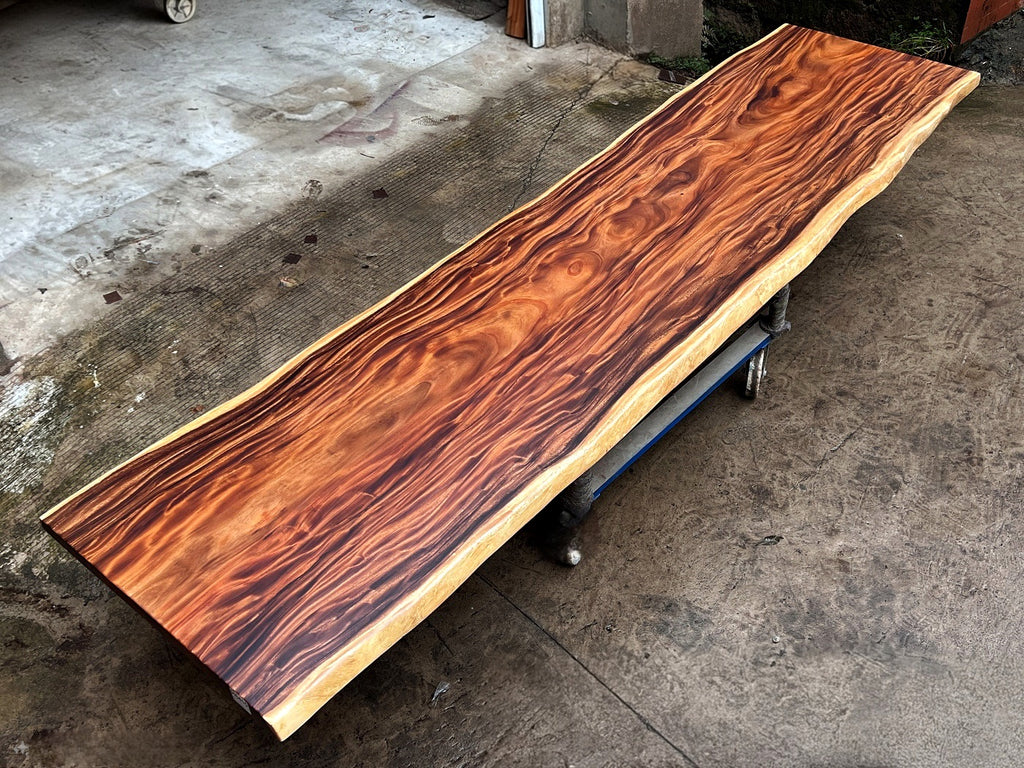 Extra Long One-of-a-Kind Acacia Single Slab Conference Table Set (10ft - 16ft) - FREE Heavy Duty X-Frame Bases