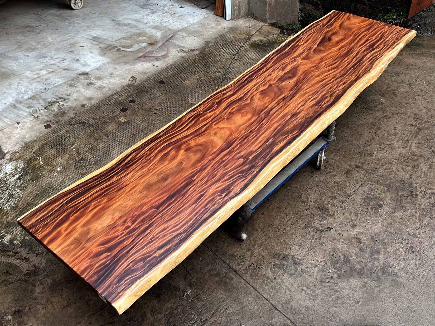 Extra Long One-of-a-Kind Acacia Single Slab Conference Table Set (10ft - 16ft) - FREE Heavy Duty X-Frame Bases