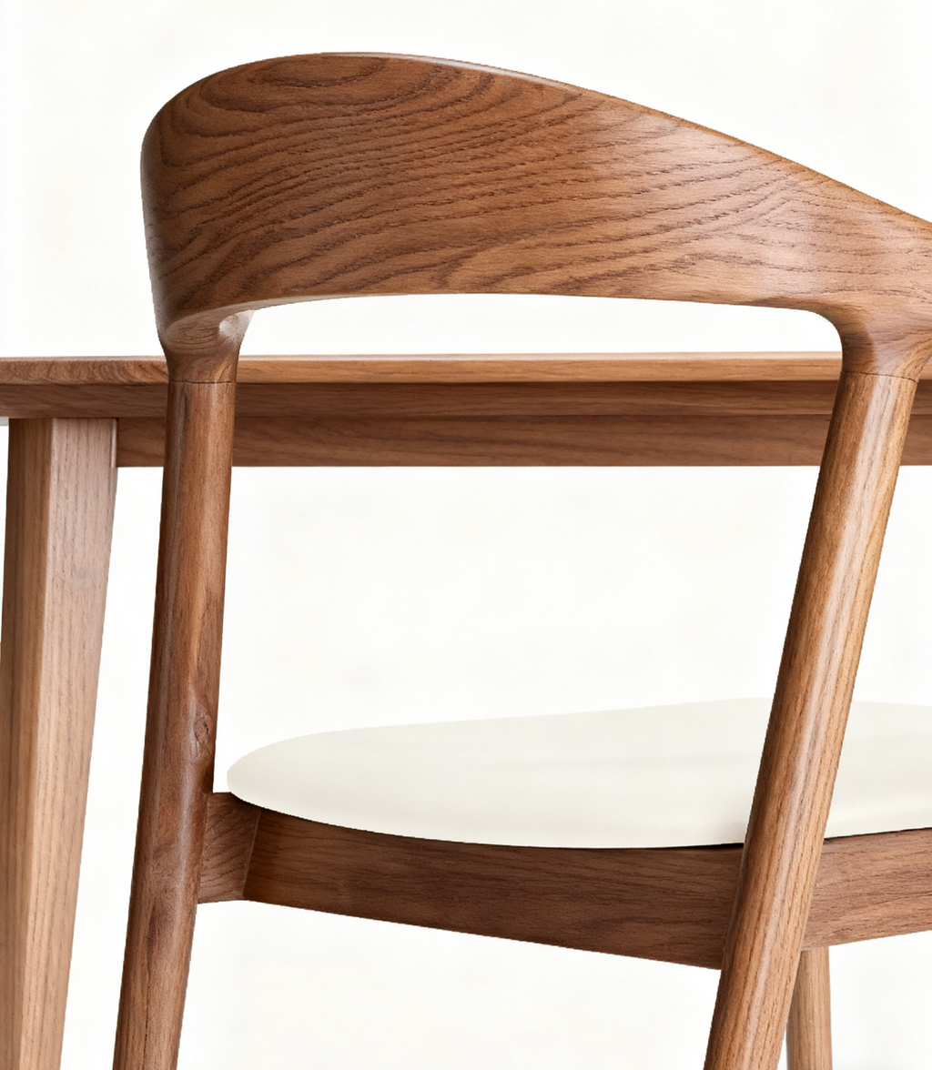 Ready to Ship Solid Ashwood Hans Chair with White Leather(SET OF 2 PCS)