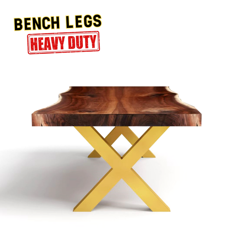 Bench&Coffee Legs X-Shaped Steel Bench Legs Golden (Set of 2)