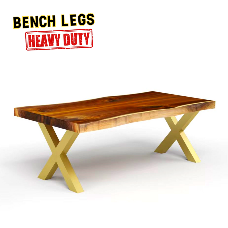 Bench&Coffee Legs X-Shaped Steel Bench Legs Golden (Set of 2)