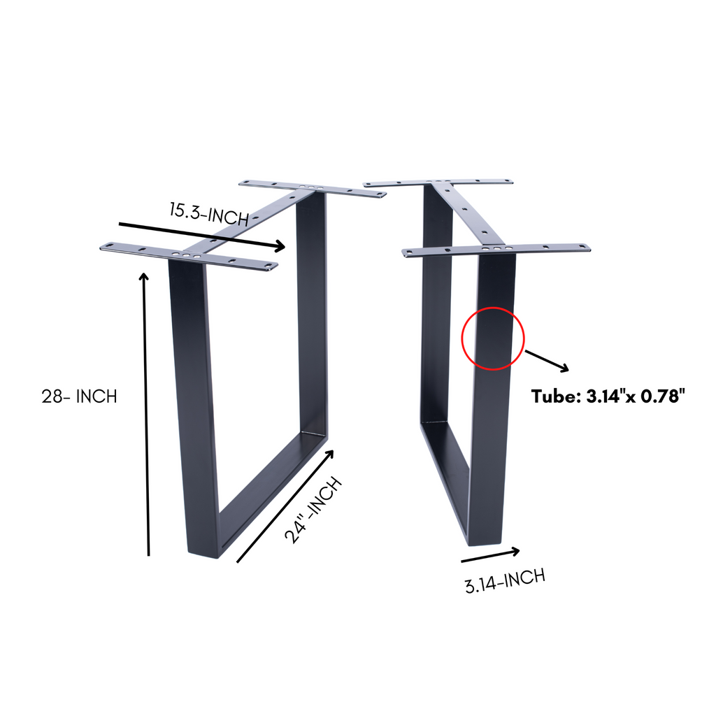 U Shape Dining Table Legs Black (Set of 2)