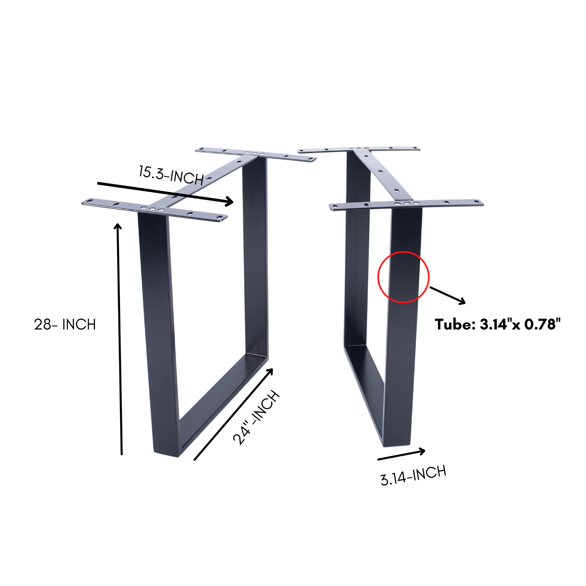 U Shape Dining Table Legs Black (Set of 2)