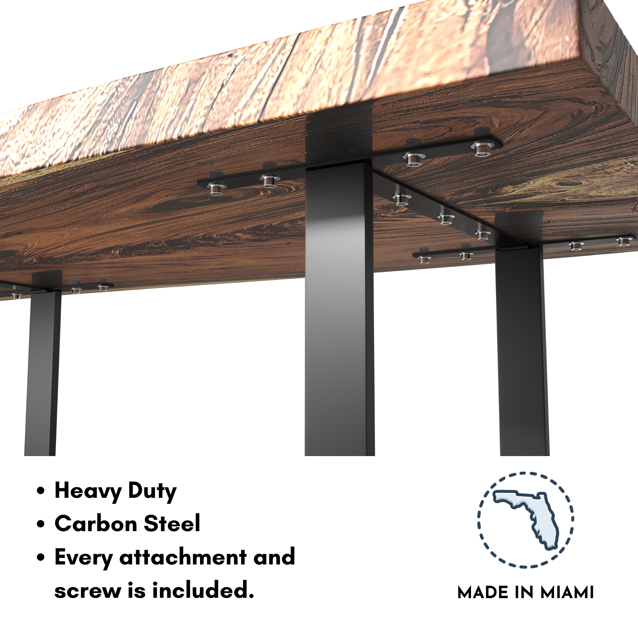 U Shape Dining Table Legs Black (Set of 2)