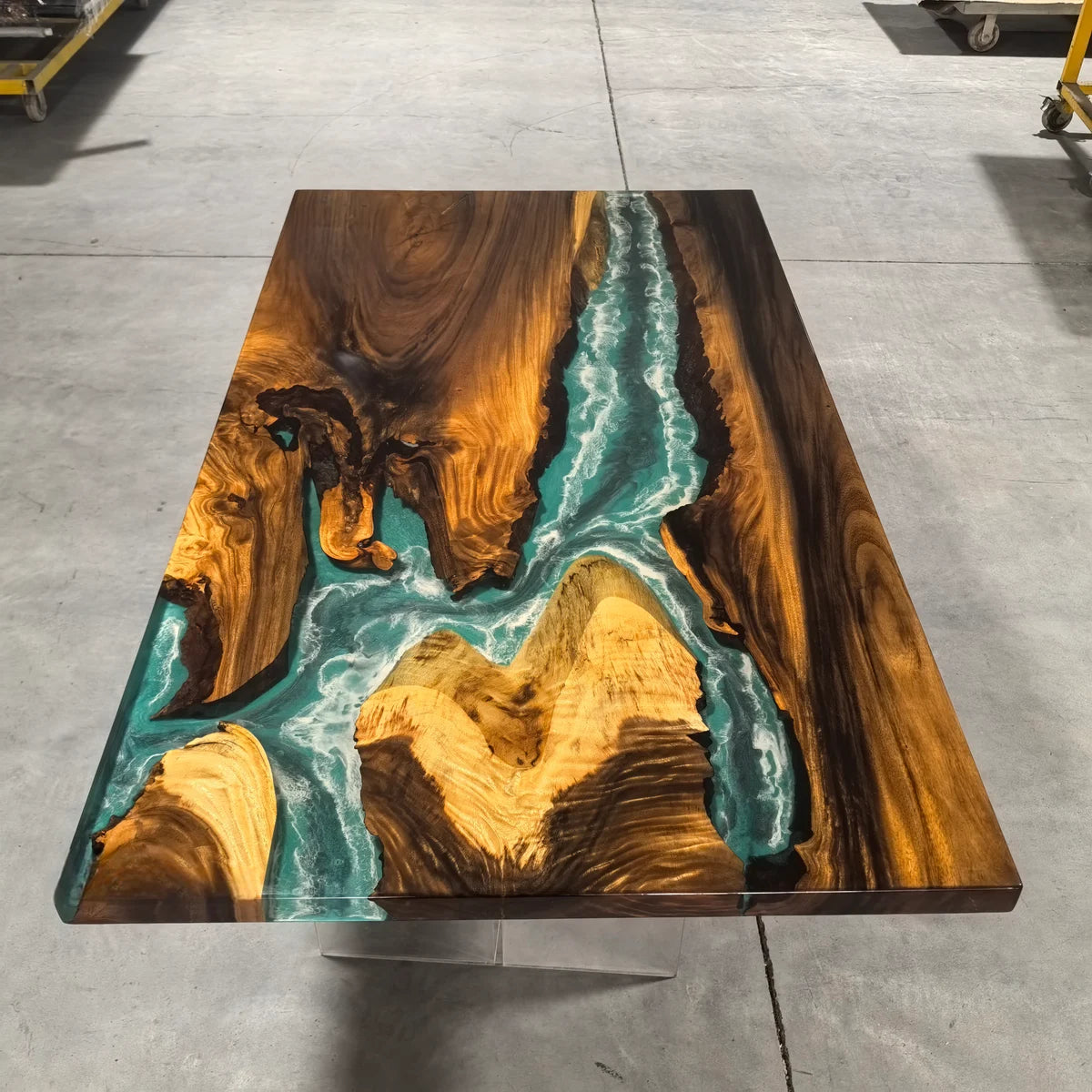 Wood & Blue Resin Tabletop